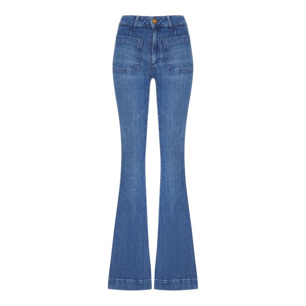 Seafarer Women Flare Denim Jeans With Patch Pockets